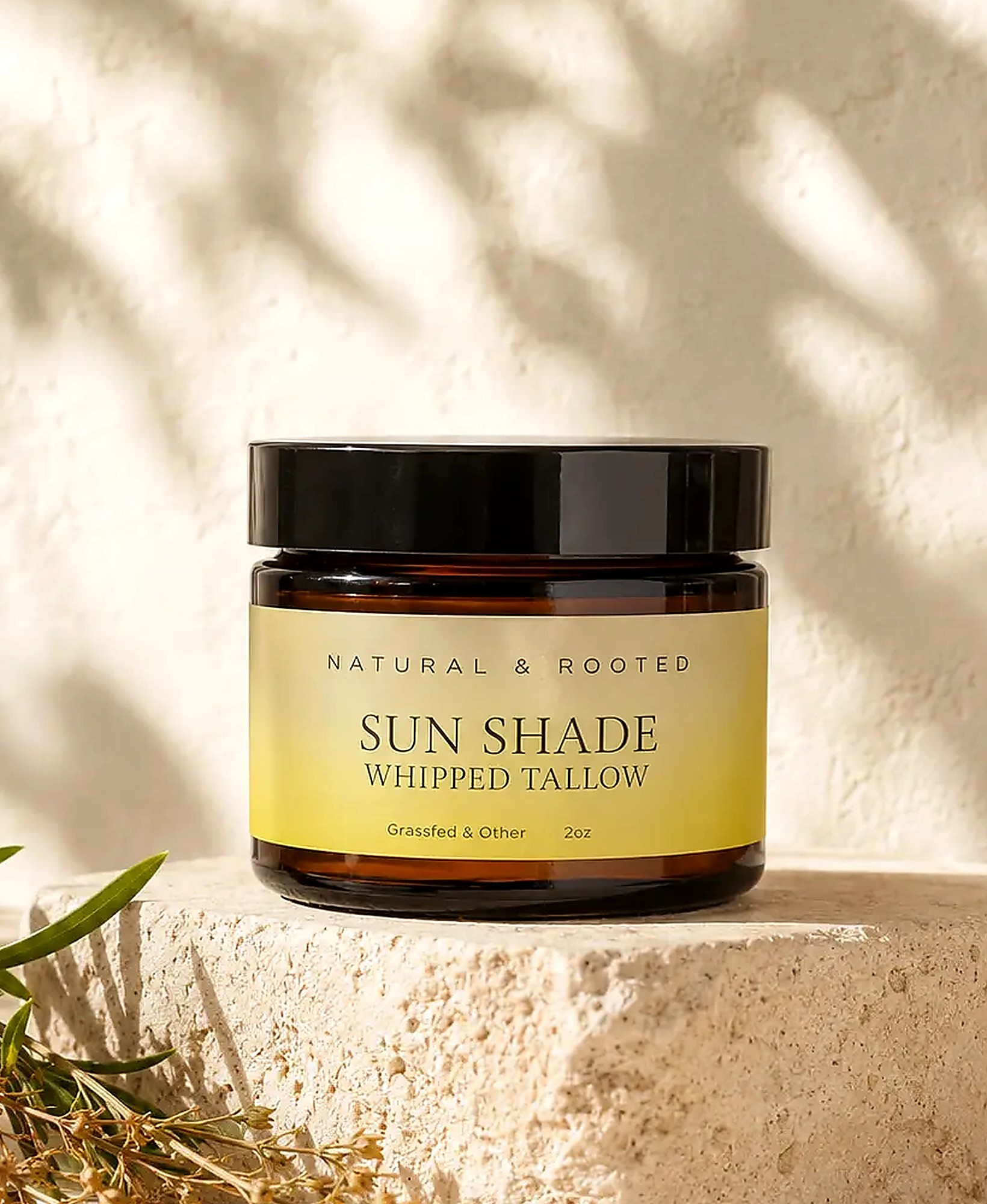 Sun Shade Whipped Tallow photographed in warm botanical sunlight