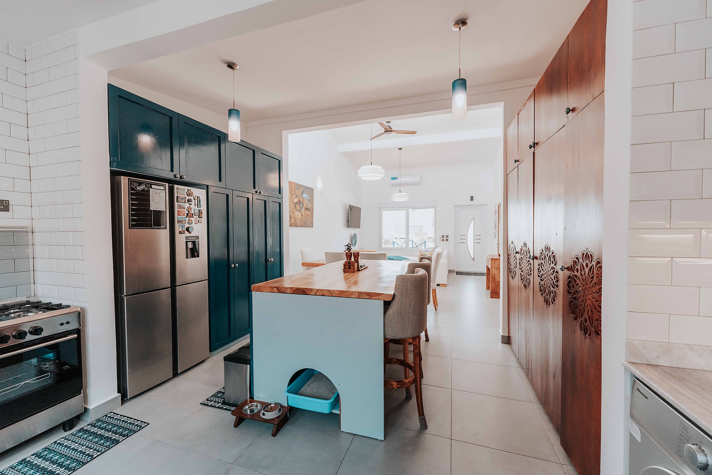 Completed modern kitchen with custom cabinetry