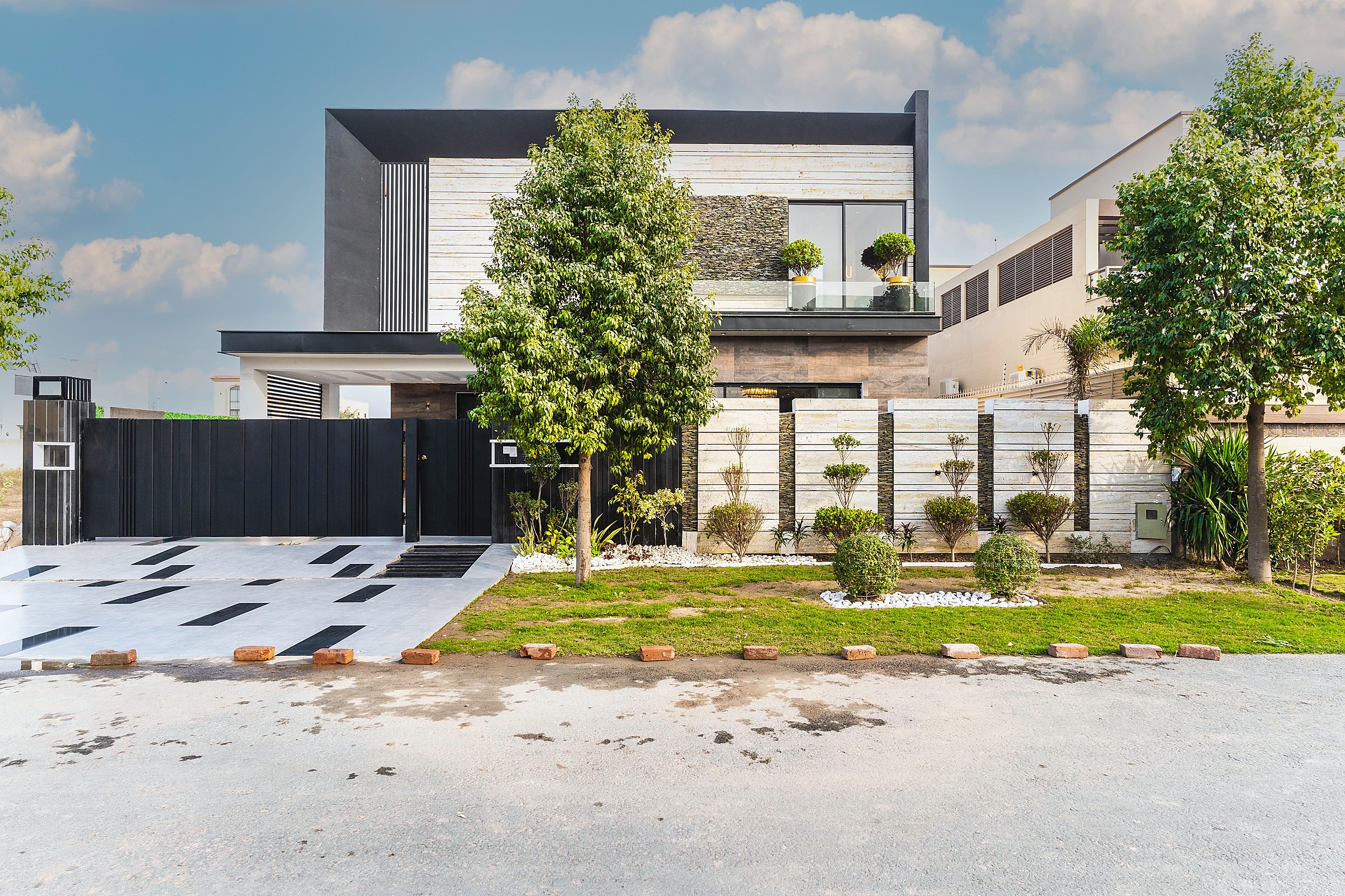 Custom home exterior during construction