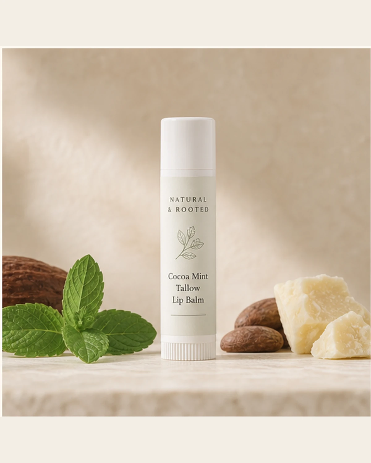 Cocoa Mint Lip Balm front-facing product photograph